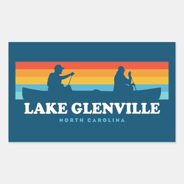 Sticker Rectangulaire Canot du lac Glenville North Carolina (Devant)