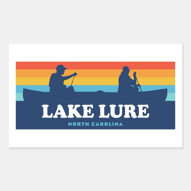 Sticker Rectangulaire Canot du lac Lure Caroline du Nord (Devant)