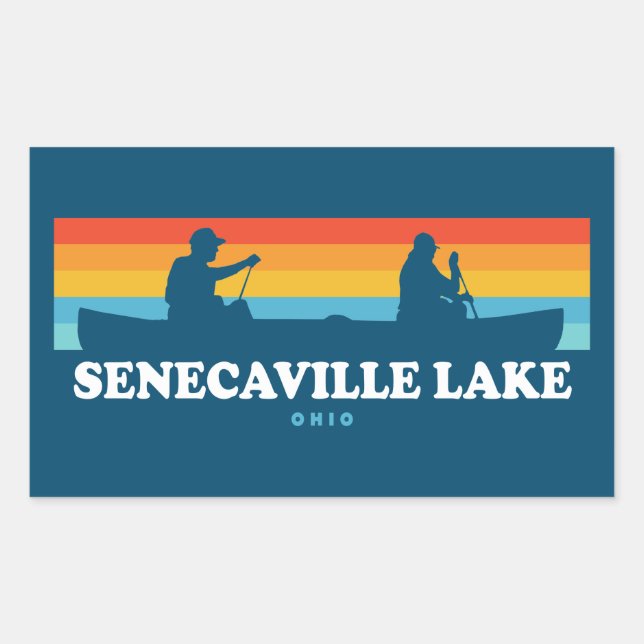 Sticker Rectangulaire Canot du lac Senecaville Ohio (Devant)