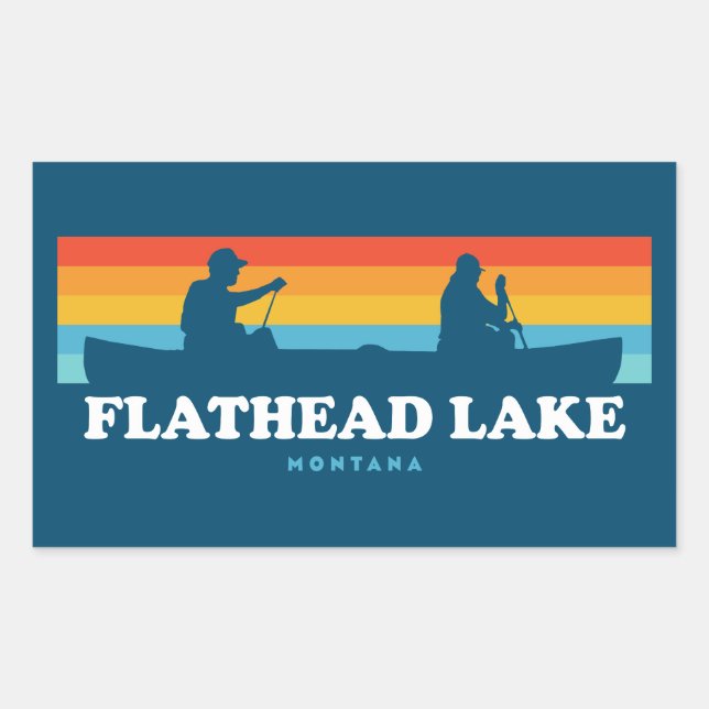 Sticker Rectangulaire Canot Flathead Lake Montana (Devant)