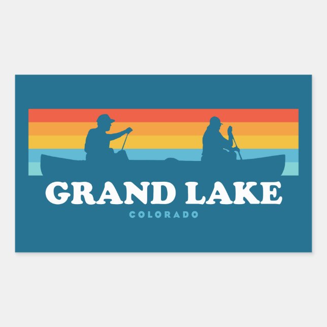 Sticker Rectangulaire Canot Grand Lake Colorado (Devant)