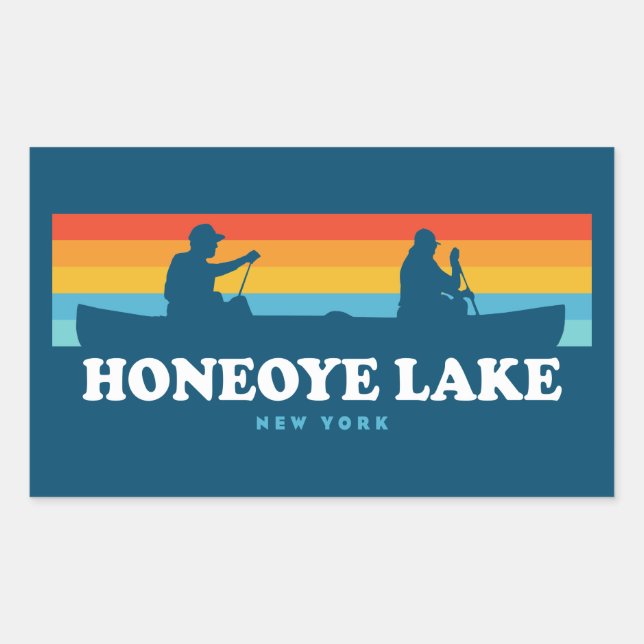 Sticker Rectangulaire Canot Honeoye Lake New York (Devant)