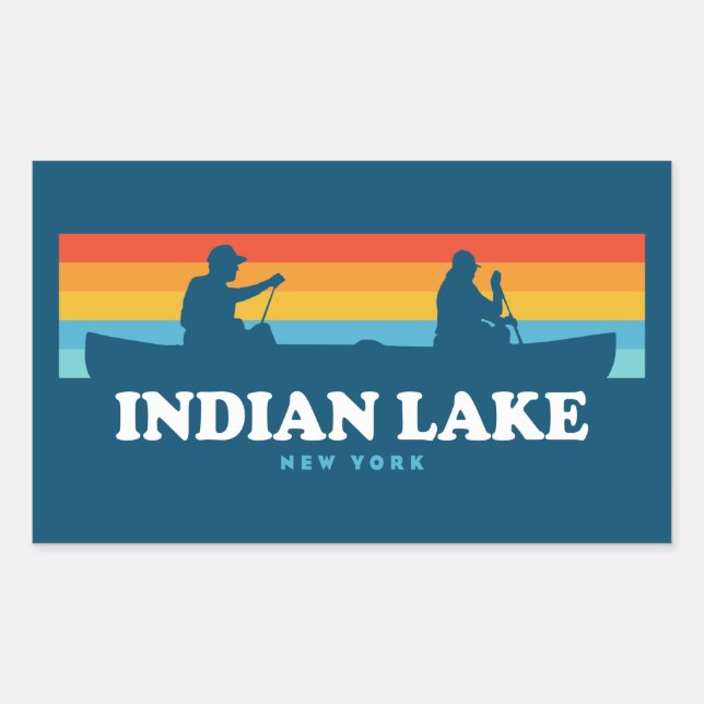 Sticker Rectangulaire Canot Indian Lake New York (Devant)