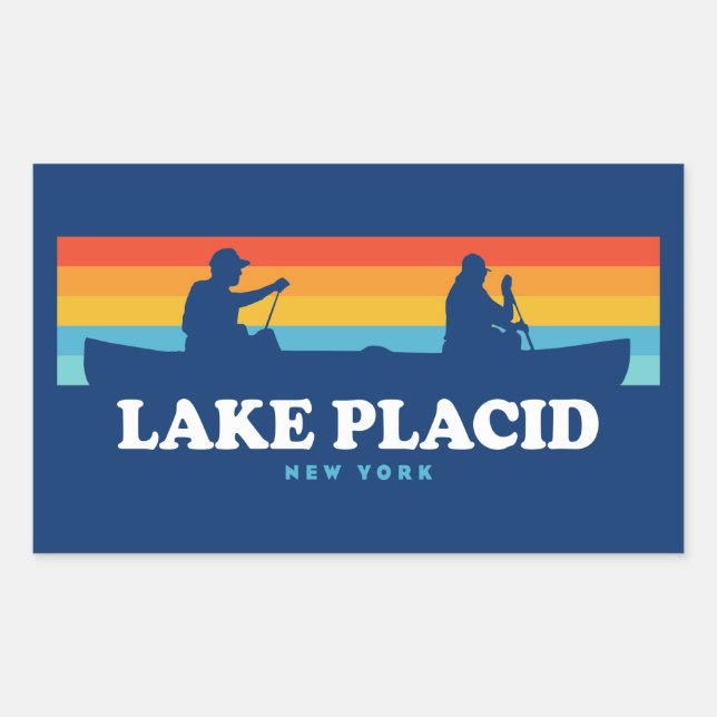 Sticker Rectangulaire Canot Lake Placid New York (Devant)