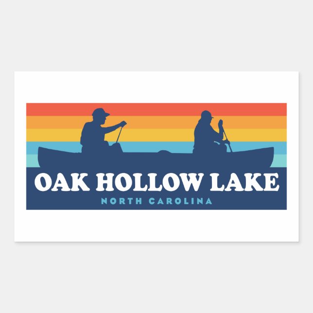 Sticker Rectangulaire Canot Oak Hollow Lake Caroline du Nord (Devant)