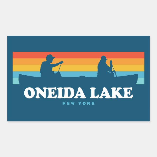 Sticker Rectangulaire Canot Oneida Lake New York (Devant)