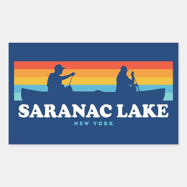 Sticker Rectangulaire Canot Saranac Lake New York (Devant)
