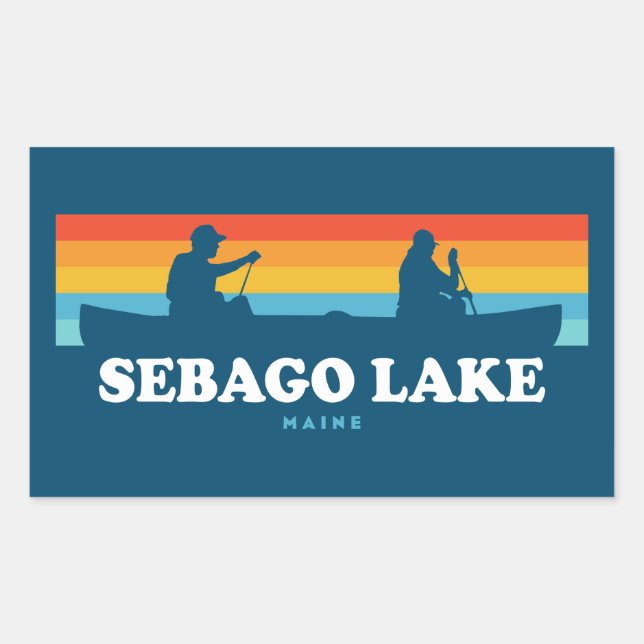 Sticker Rectangulaire Canot Sebago Lake Maine (Devant)