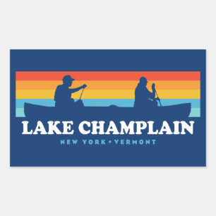Sticker Rectangulaire Canot Vermont du lac Champlain New York