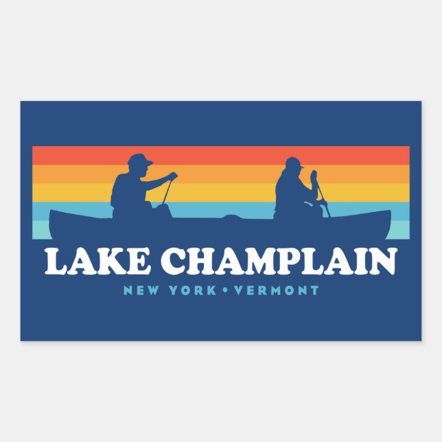 Sticker Rectangulaire Canot Vermont du lac Champlain New York (Devant)