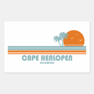 Sticker Rectangulaire Cape Henlopen Delaware Sun Palm Trees