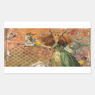Sticker Rectangulaire Capricorn Femme Chèvre Whimsical Amusant
