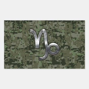 Sticker Rectangulaire Capricorn Zodiac Connexion vert olive camo numériq