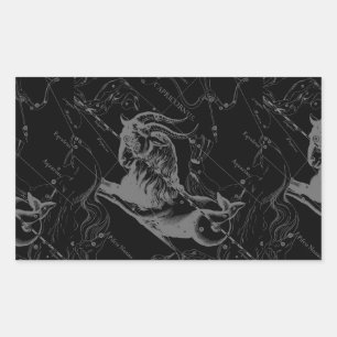 Sticker Rectangulaire Capricorne Constellation Carte Hevelius Engraving