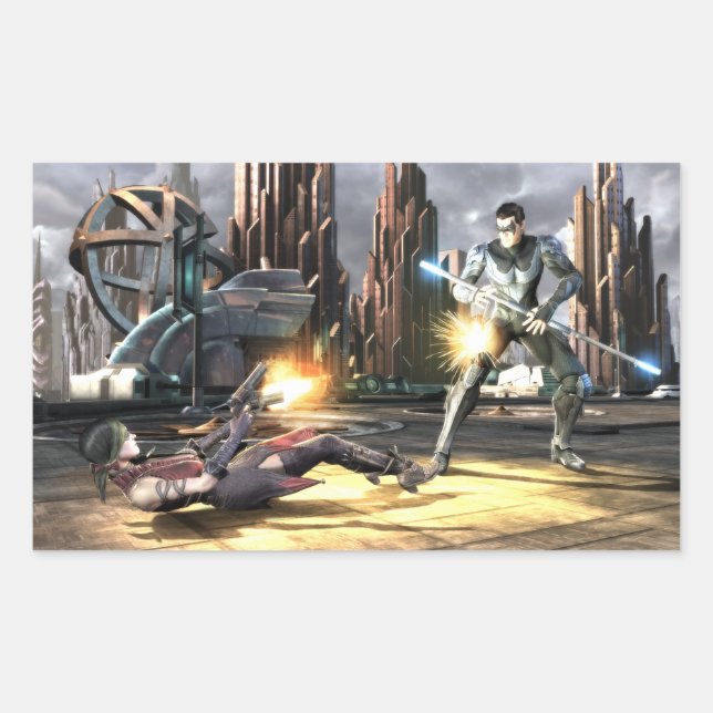 Sticker Rectangulaire Capture d'écran : Harley vs Nightwing (Devant)