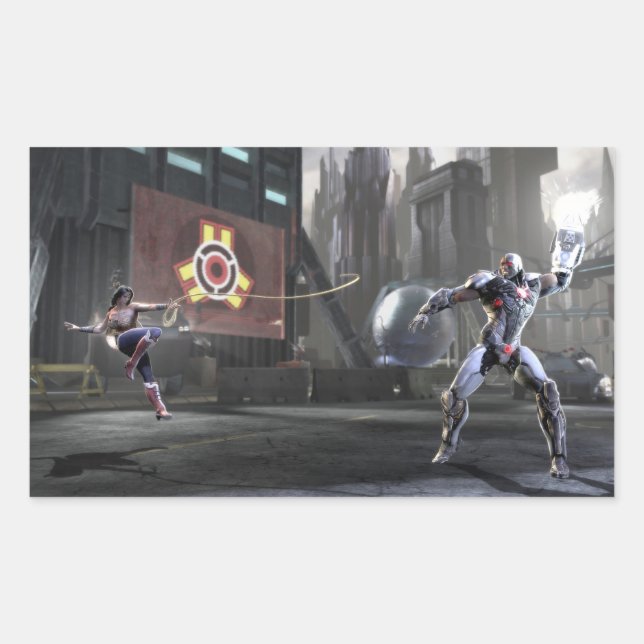 Sticker Rectangulaire Capture d'écran : Wonder Woman vs Cyborg 2 (Devant)