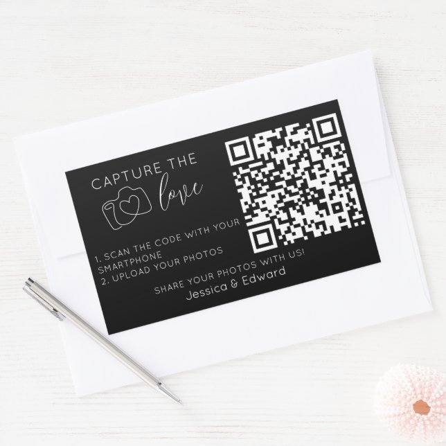 Sticker Rectangulaire Capturez L'Amour Qr Code Black Chic Mariage modern (Enveloppe)