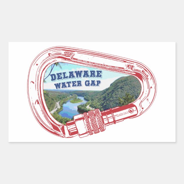 Sticker Rectangulaire Carabiner de l'Escalade de Gap d'eau du Delaware (Devant)