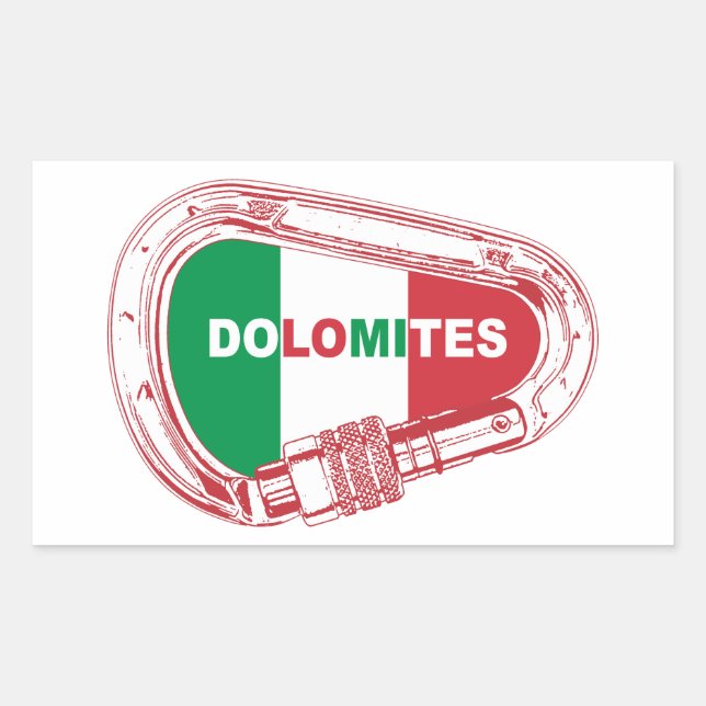 Sticker Rectangulaire Carabiner Dolomites Escalade (Devant)
