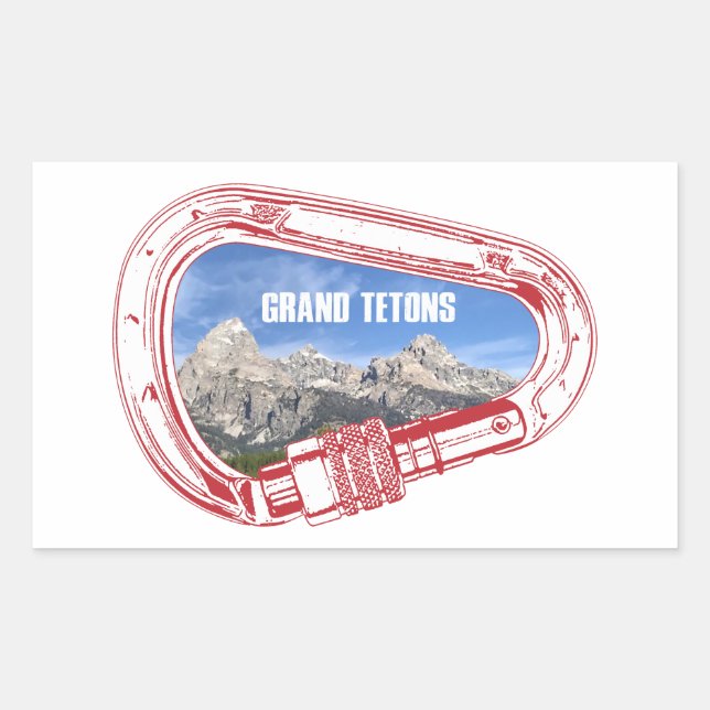Sticker Rectangulaire Carabiner Escalade Grand Tetons (Devant)