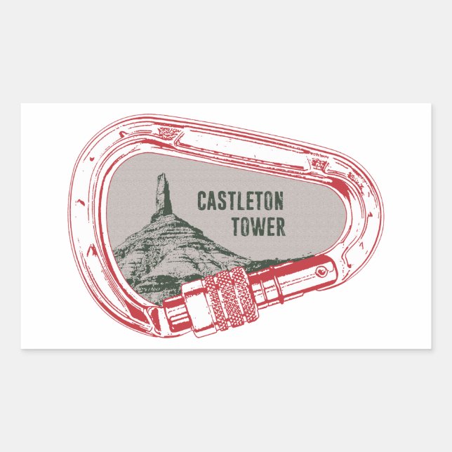 Sticker Rectangulaire Carabiner Escalade Tour Castleton (Devant)