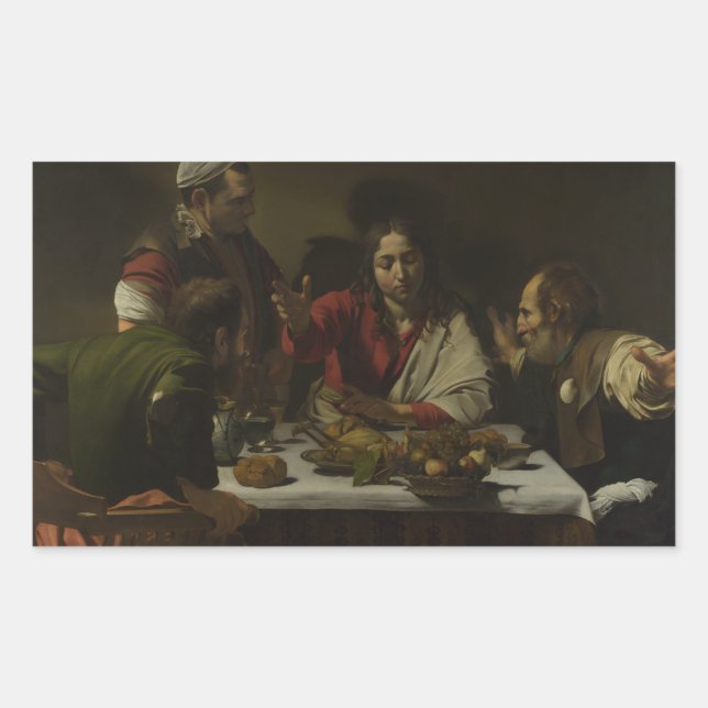 Sticker Rectangulaire Caravaggio - Souper à Emmaüs (Devant)