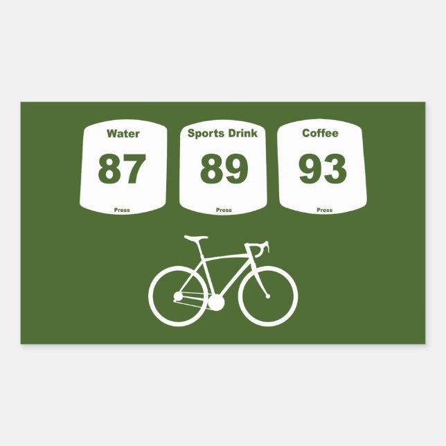 Sticker Rectangulaire Carburant à vélo : Eau, Boisson sportive, Café (Devant)