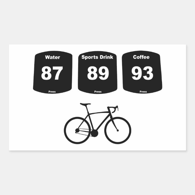 Sticker Rectangulaire Carburant à vélo : Eau, Boisson sportive, Café (Devant)