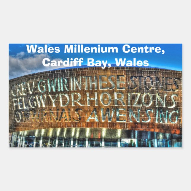 Sticker Rectangulaire Cardiff Bay Wales Millennium Centre, Britain Arts (Devant)