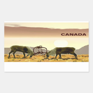 Sticker Rectangulaire Caribou Duel - Canada