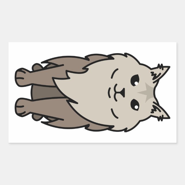 Sticker Rectangulaire Caricature de chat au Maine Coon (Devant)