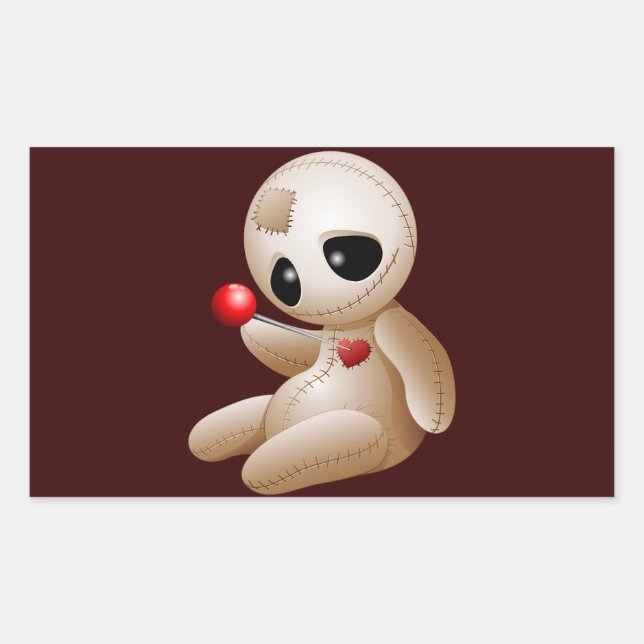 Sticker Rectangulaire Caricature de poupée vaudou en amour (Devant)