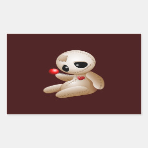 Sticker Rectangulaire Caricature de poupée vaudou en amour