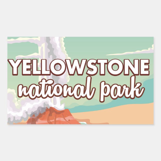 Sticker Rectangulaire Caricature du parc national de Yellowstone (Devant)