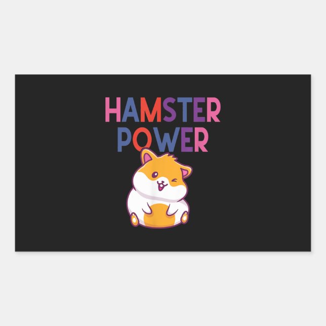 Sticker Rectangulaire Caricature Hamster Power Cute Hamster (Devant)