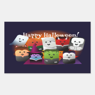 Sticker Rectangulaire Caricature mignonne Halloween Monster Créatures