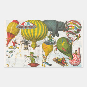 Sticker Rectangulaire Caricature politique italienne vintage sur ballon