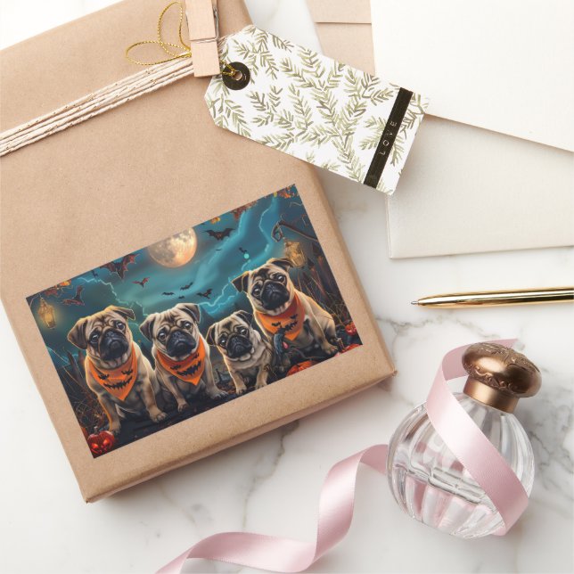 Sticker Rectangulaire Carlin Halloween Éffrayant (Cadeaux)