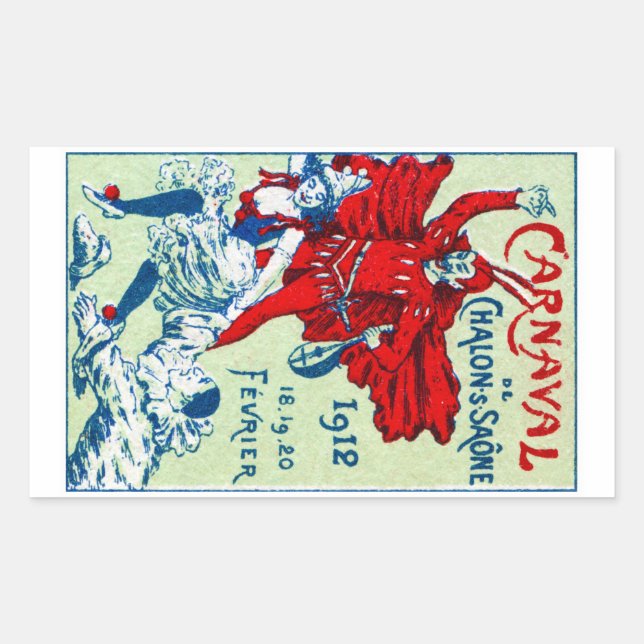 Sticker Rectangulaire Carnaval de France 1912 (Devant)