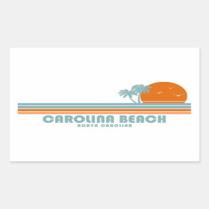 Sticker Rectangulaire Carolina Beach Caroline du Nord Sun Palm Trees