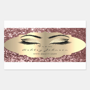 Sticker Rectangulaire Carré rose de yeux de mèche d'or de parties