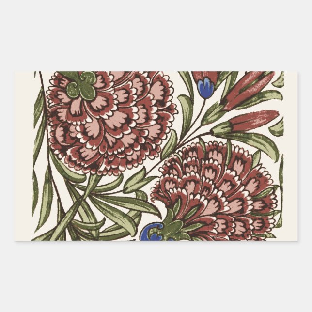 Sticker Rectangulaire Carreau de fleur d'œillet Art antique rustique De  (Devant)