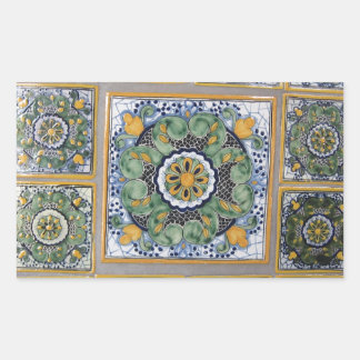 Sticker Rectangulaire Carreaux de style Talavera mexicain