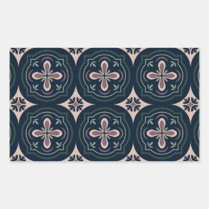Sticker Rectangulaire Carreaux Géométriques Floraux Terreux