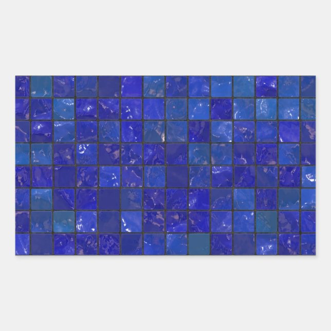 Sticker Rectangulaire Carrelage Bleu (Devant)