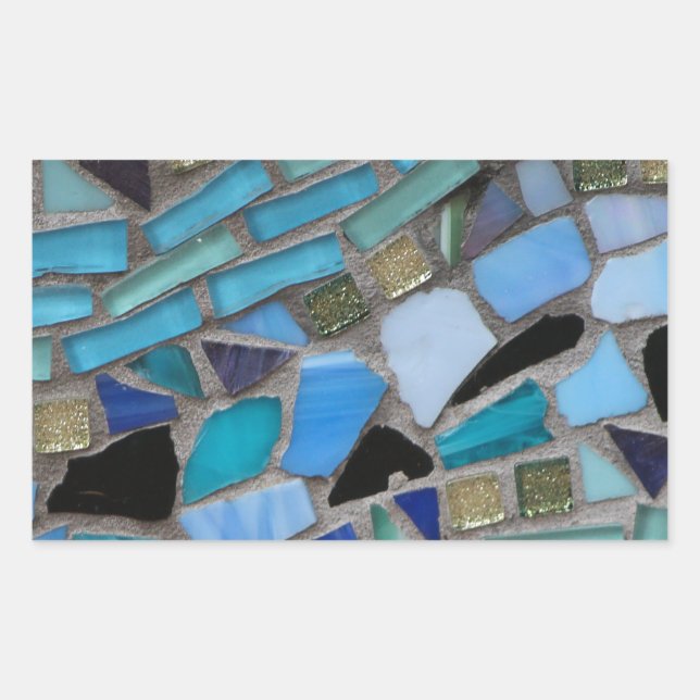 Sticker Rectangulaire Carrelage mosaïque bleu et vert (Devant)