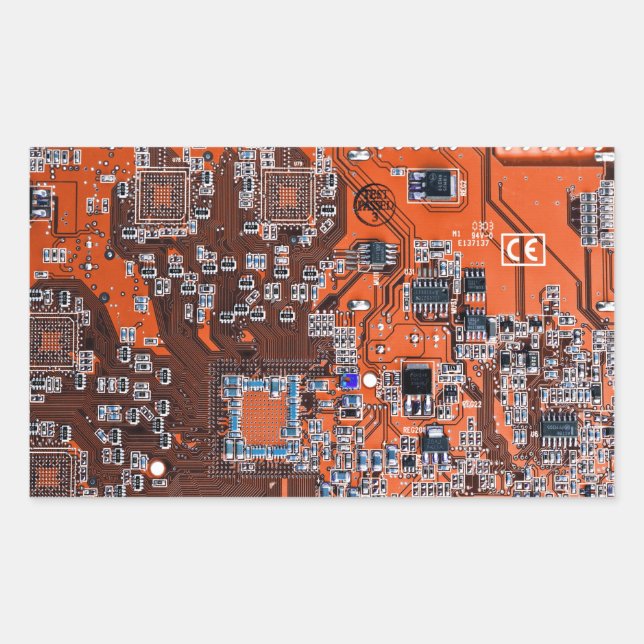 Sticker Rectangulaire Carte circuit imprimé circuit orange PCB (Devant)