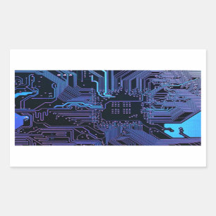 Sticker Rectangulaire Carte cool de circuit d'ordinateur bleu