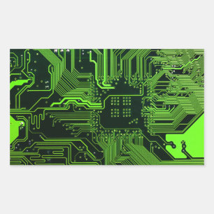 Sticker Rectangulaire Carte cool de circuit informatique verte