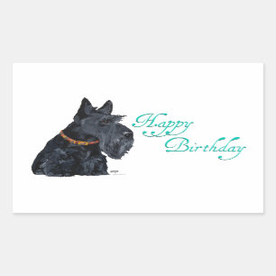 Sticker Rectangulaire Carte d'anniversaire écossaise Terrier